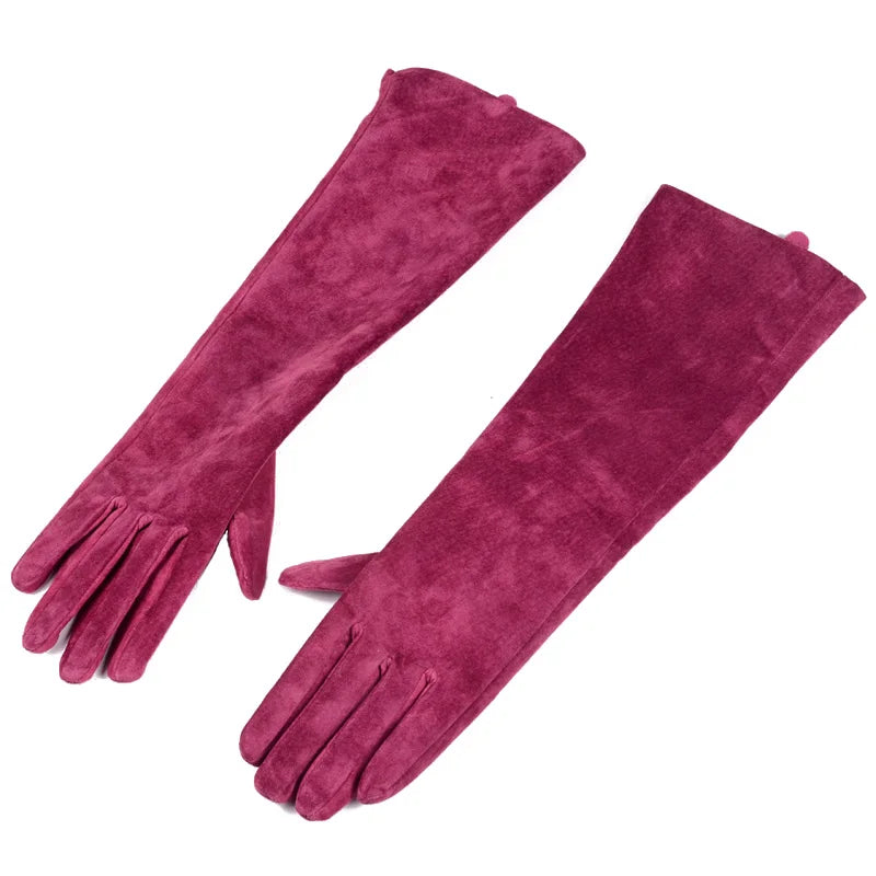 Women's Long Suede Leather Opera Gloves – Evening & Party Wear