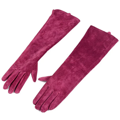 Women's Long Suede Leather Opera Gloves – Evening & Party Wear