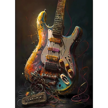 Electric Guitar on Fire Wall Art Print – Music Poster