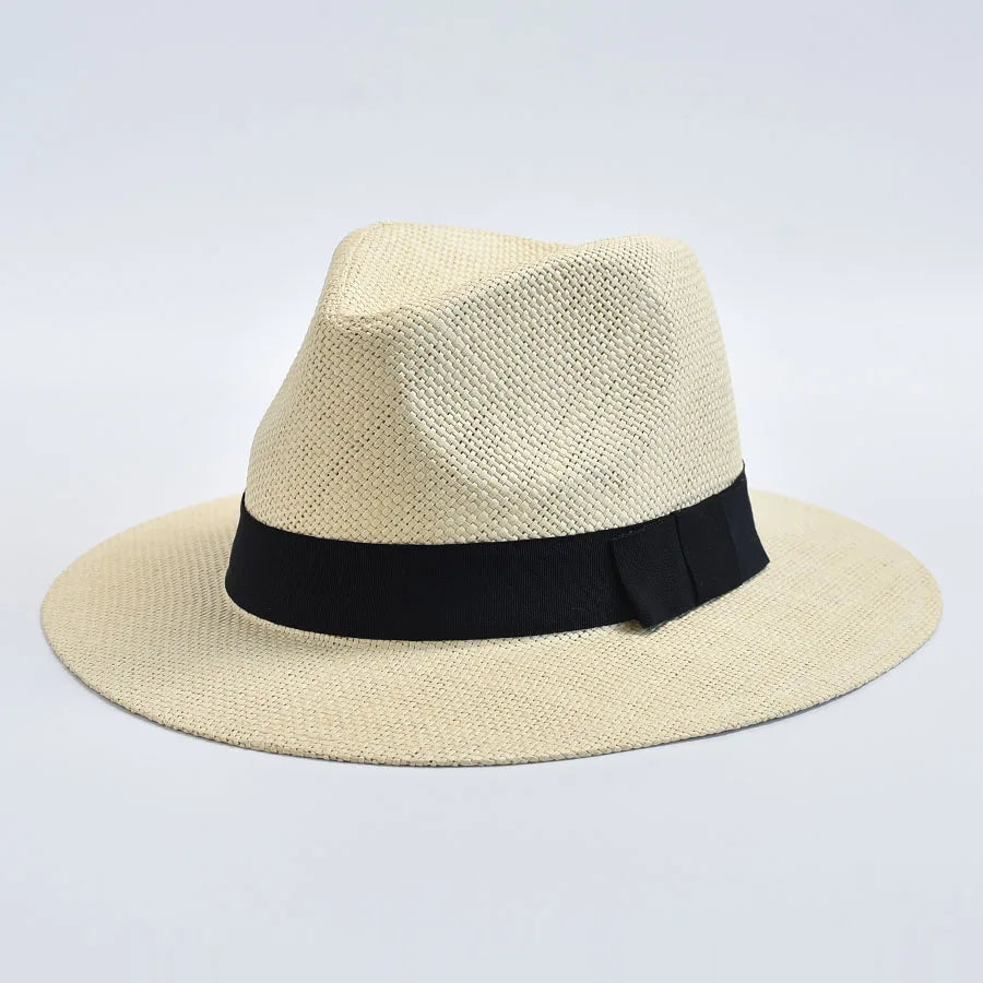 Panama Trilby Straw Hat Unisex UV Protection Beach Hat