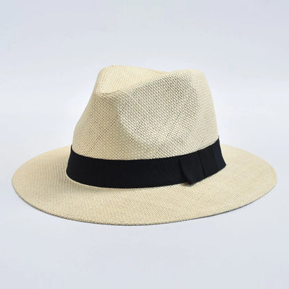 Panama Trilby Straw Hat Unisex UV Protection Beach Hat