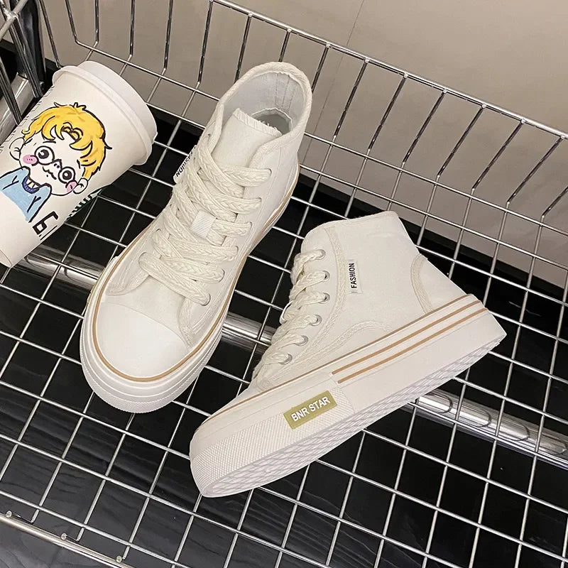 Women's Platform High-Top Canvas Sneakers