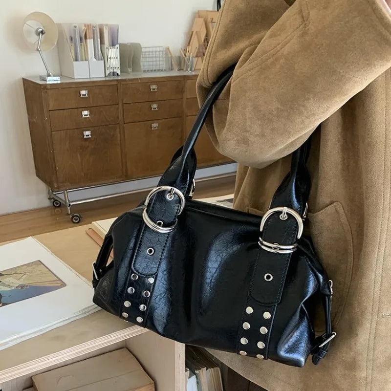 Korean Style Rivet Handheld Shoulder Underarm Bag