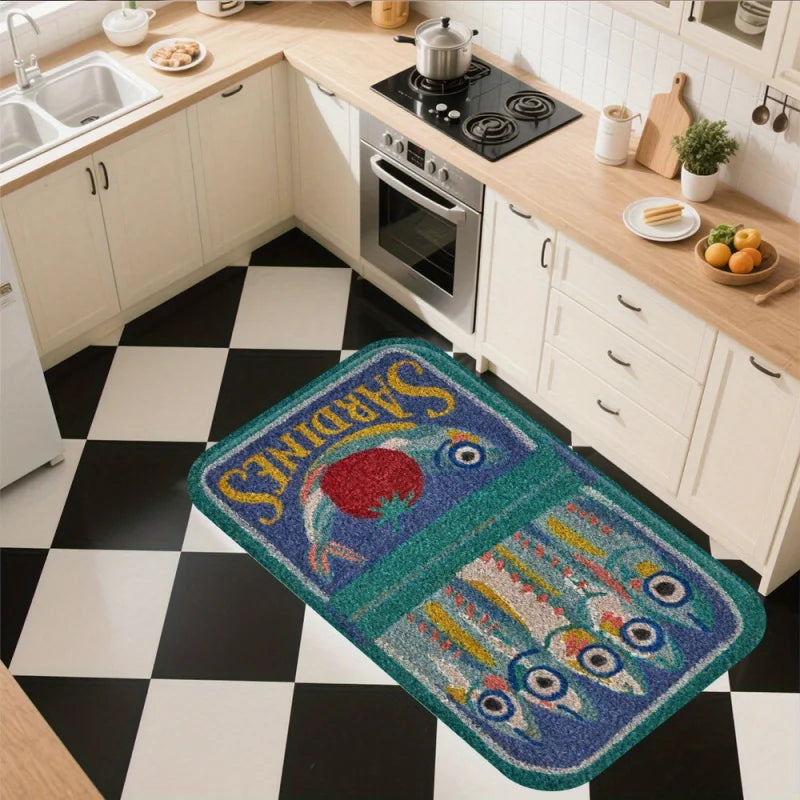 Sardines Welcome Door Mat – Soft Non-Slip Entryway Rug