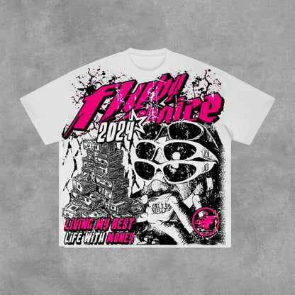 Y2K Oversized Graphic T-Shirt – Men's Money Print Cotton Tee