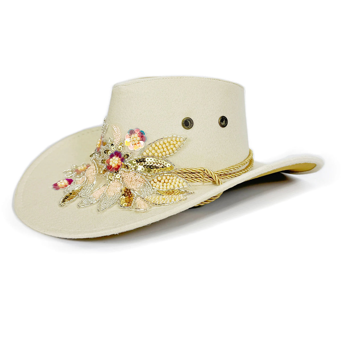 Floral Embroidery Cowgirl Hat – Women's Wide Brim Western