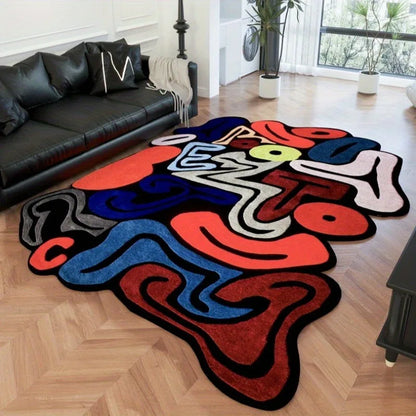Colorful Abstract Art Area Rug – Creative Living Room Floor Mat