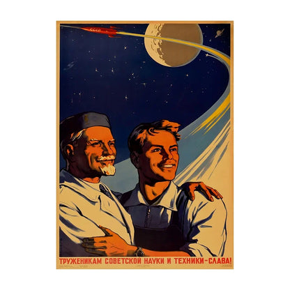 Soviet USSR Vintage Propaganda Poster – Stalin Portrait Retro Wall Art Print