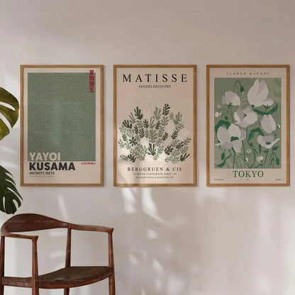 Matisse Sage Green Botanical Wall Art Poster | Nordic Minimalist Canvas Print