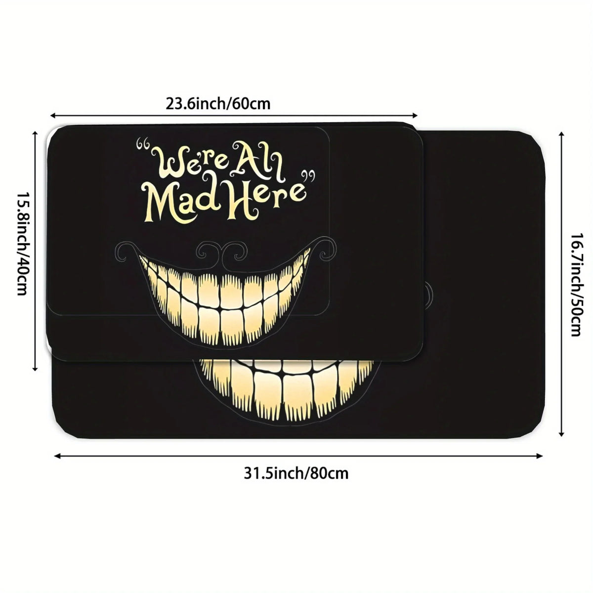 We're All Mad Here Doormat – Funny Non-Slip Indoor Outdoor Floor Mat
