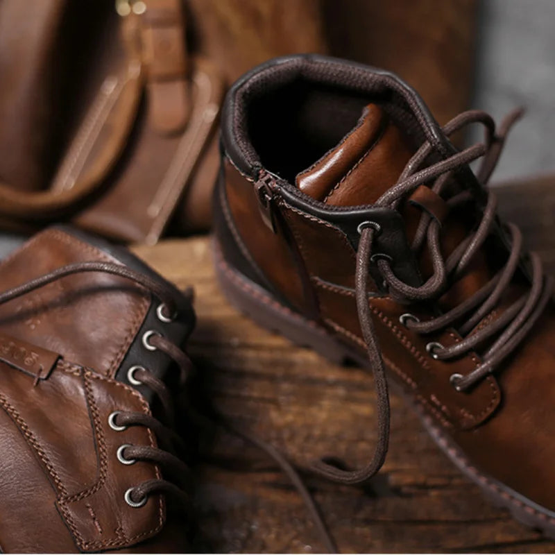 Men's Leather Ankle Boots – Rugged Work & Motorcycle Style