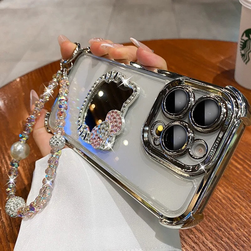 Cute Cat Mirror iPhone Case – Clear Electroplate Shockproof