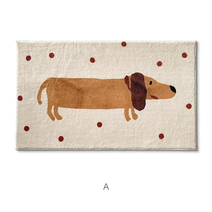 Cute Dog Non-Slip Bath Mat – Machine Washable Bathroom & Door Rug