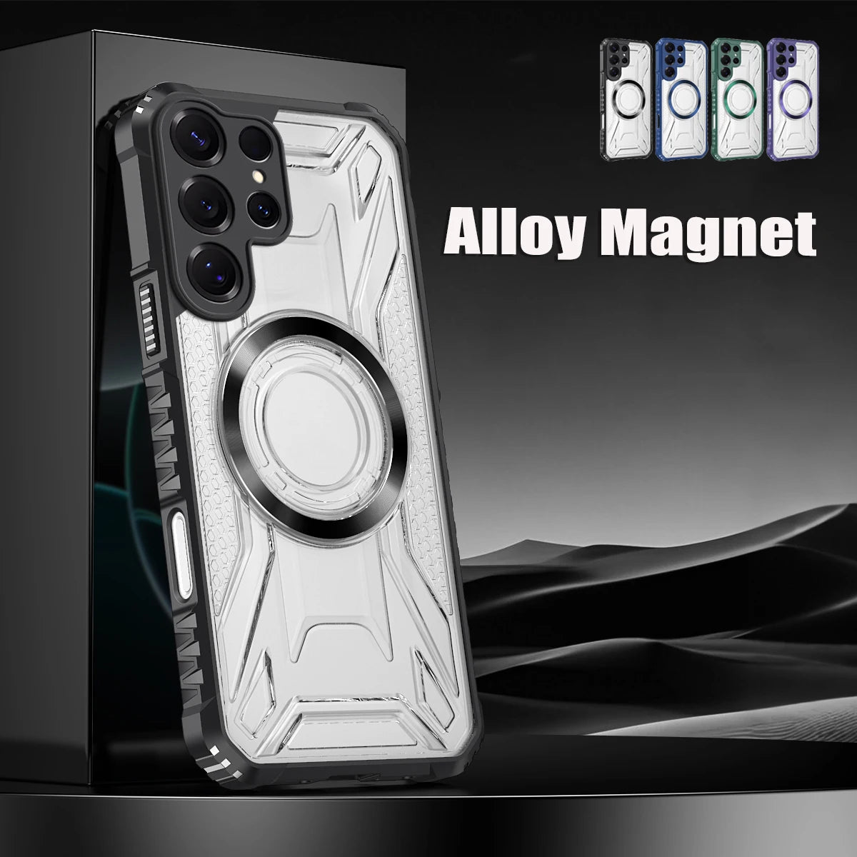 Magnetic Samsung Galaxy Case – Rugged Clear Cover with Metal Ring