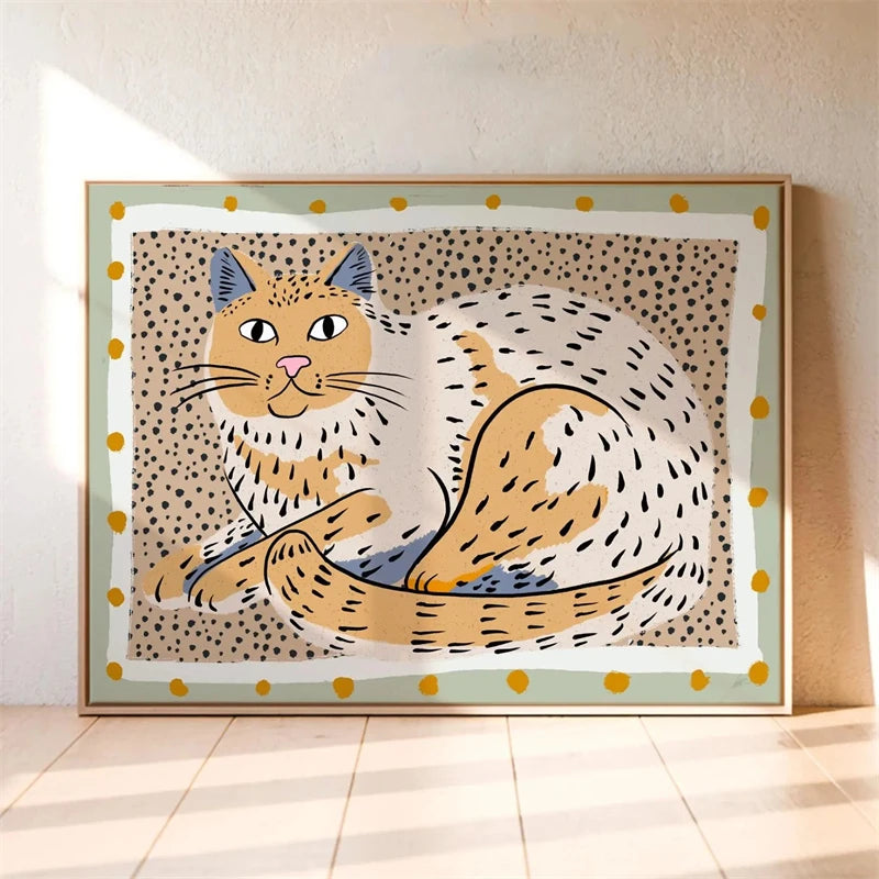 Boho Cat Bicycle Wall Art Poster – Kids Nursery Print