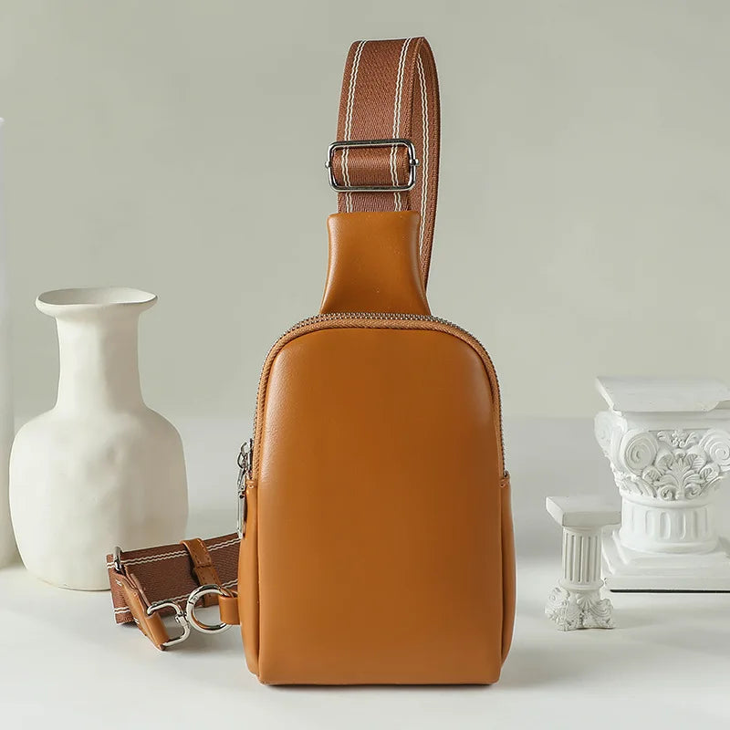 Unisex Soft Leather Crossbody Chest Waist Bag
