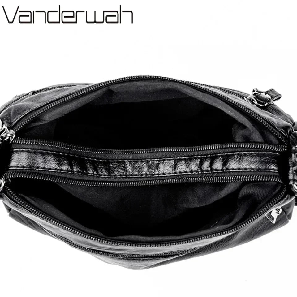 Leather Versatile Double Layer Retro High Quality Luxury Crossbody Bags