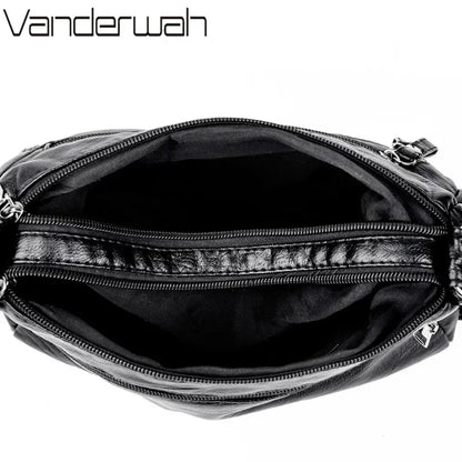 Leather Versatile Double Layer Retro High Quality Luxury Crossbody Bags