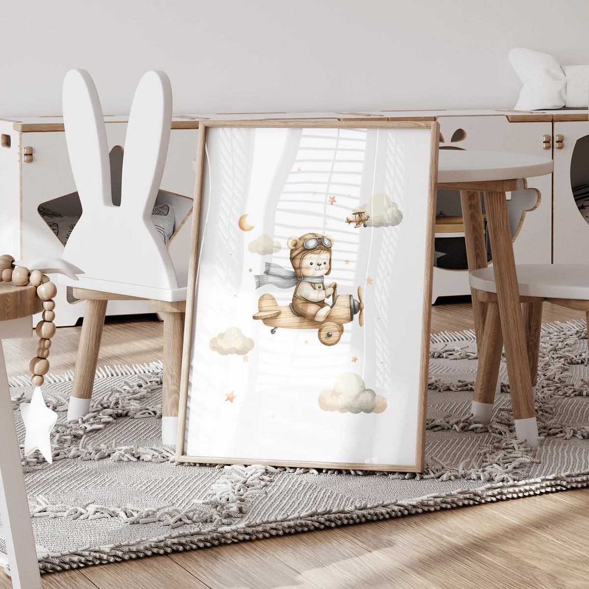 Teddy Bear Adventure Nursery Wall Art Print – Kids Poster
