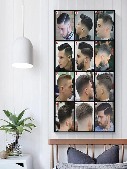 Barber Shop Haircut Chart Poster – Men's Hairstyles Wall Art