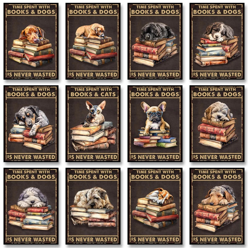 Time Spent With Books & Dogs Is Never Wasted – Dog Lover Poster