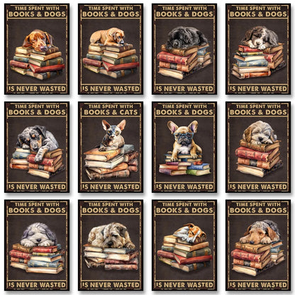Time Spent With Books & Dogs Is Never Wasted – Dog Lover Poster