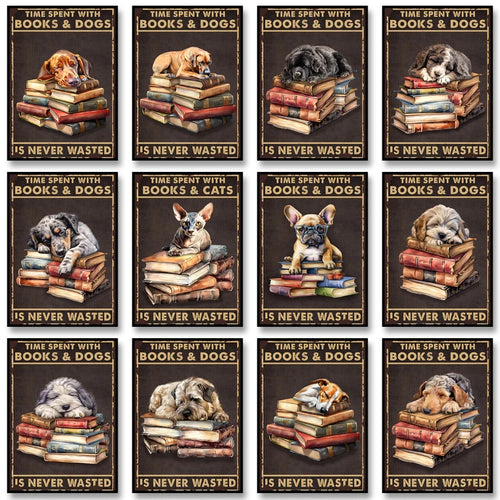 Time Spent With Books & Dogs Is Never Wasted – Dog Lover Poster