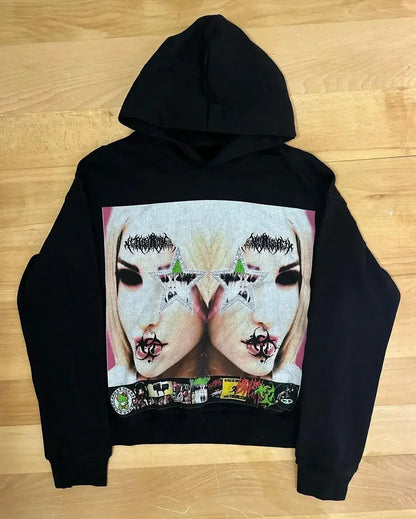 Gothic Graphic Hoodie Women Harajuku Goth Streetwear Sweatshirt