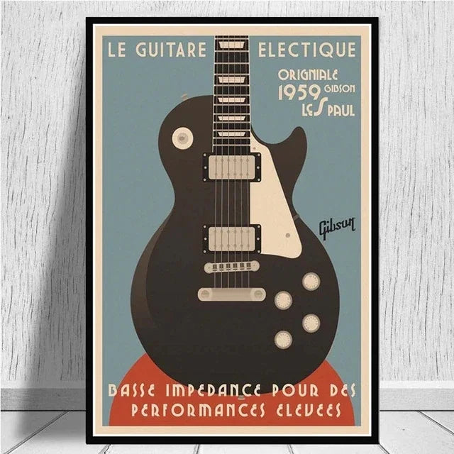 Electric Guitar on Fire Wall Art Print – Music Poster