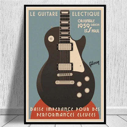 Electric Guitar on Fire Wall Art Print – Music Poster