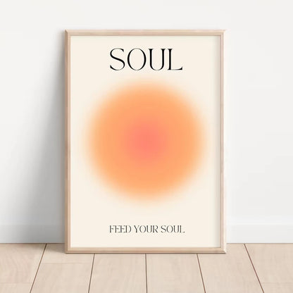 Mind Body Soul Motivational Poster Set – Spiritual Aura Gradient Wall Art