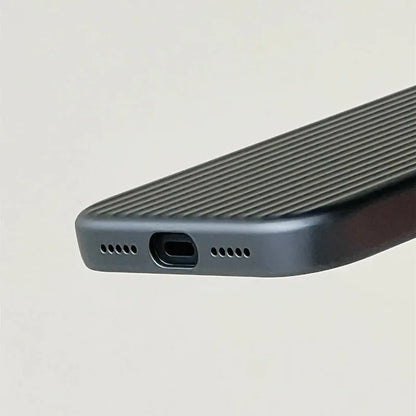 MagSafe Ribbed Stripe iPhone Case for 17 16 15 14 Pro Max – Matte Metal Finish