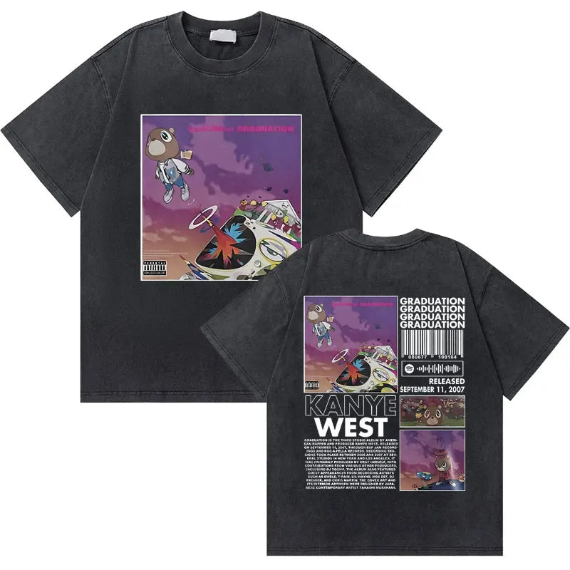 College Dropout Bear Graphic T-Shirt – Washed Vintage Streetwear Tee