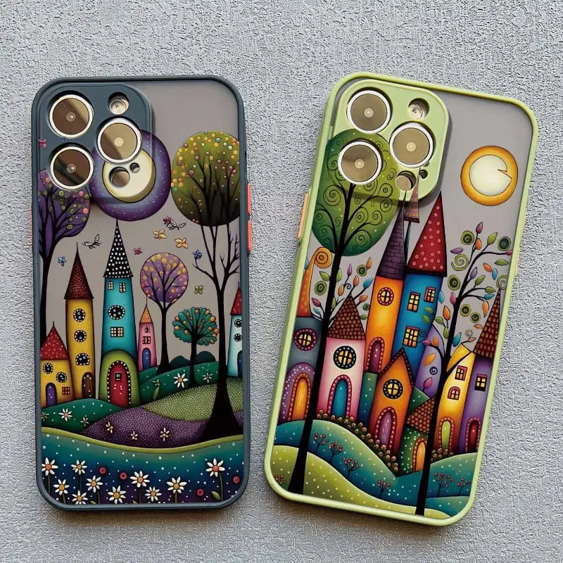 Whimsical Village iPhone Case – Fairy-Tale Art Design