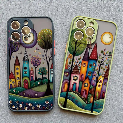 Whimsical Village iPhone Case – Fairy-Tale Art Design