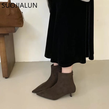 Women's Pointed Toe Ankle Boots – Slim Kitten Heel