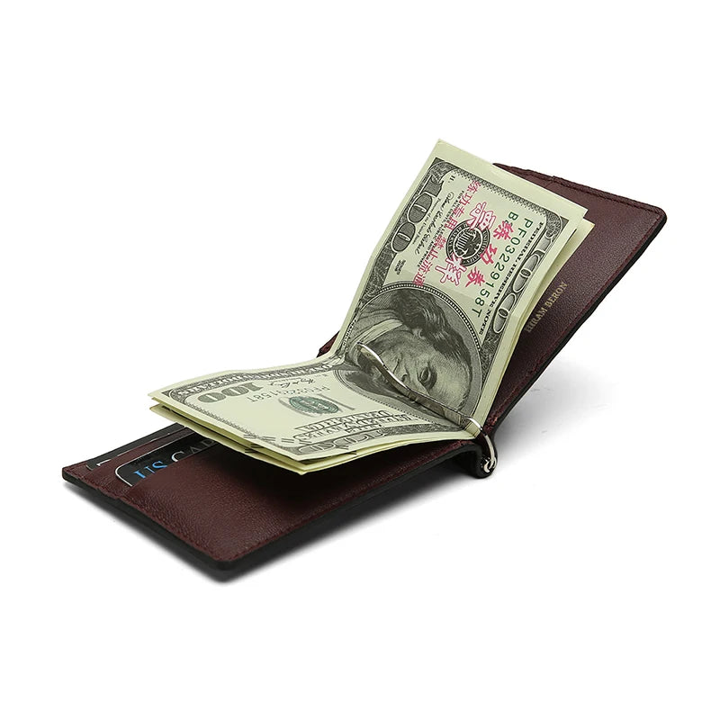 Leather Money Clip Wallet for Men – Slim Card Case