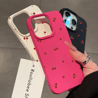 iPhone Case Cute Cartoon Cherry Silicone Cover – Multi-Model