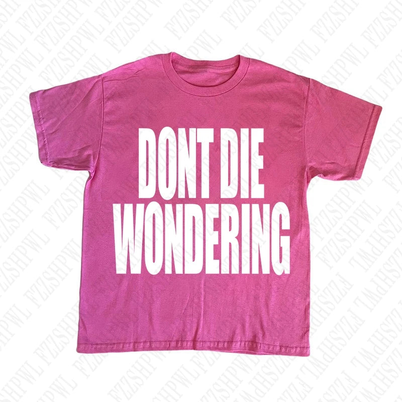 Letter Print Oversized Cotton T-Shirt Y2K Harajuku Men Streetwear