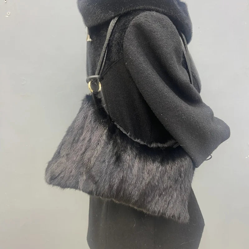 Mink Fur Shoulder Bag – Luxury Women's Crossbody Handbag