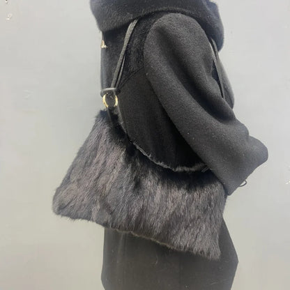 Mink Fur Shoulder Bag – Luxury Women's Crossbody Handbag