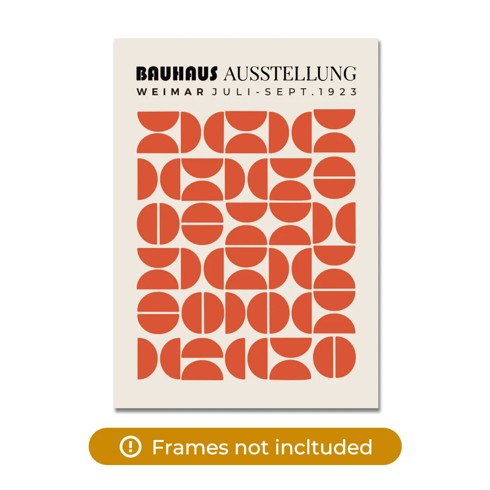 Bauhaus Wall Art Print – Orange Geometric Semicircle Poster