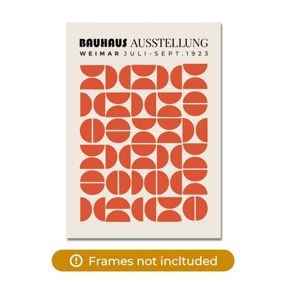 Bauhaus Wall Art Print – Orange Geometric Semicircle Poster