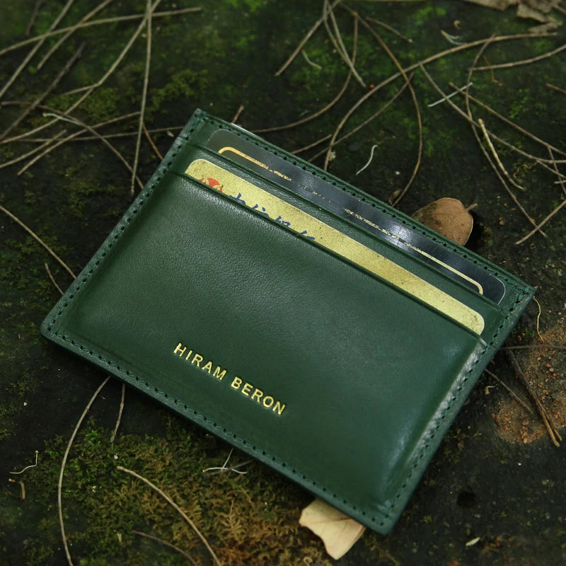 Italian Leather Card Holder Wallet – Custom Name, Slim Design