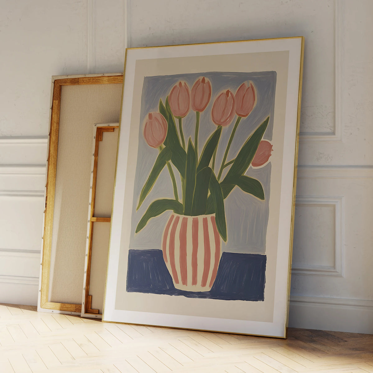 Pink Tulip Vase Wall Art Print – Floral Canvas Poster Home Decor