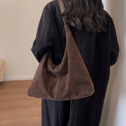 Women Suede Shoulder Bag with Zipper Hobo Bags