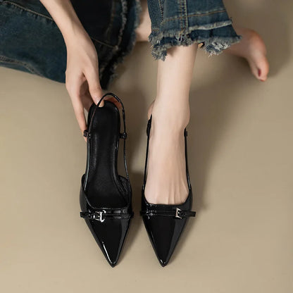 Pointed Toe Slingback Flats – Women's Patent Leather Shoes