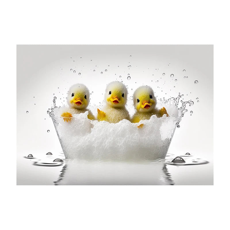 Cute Dog in Bathtub Wall Art Poster – Funny Puppy Canvas Print