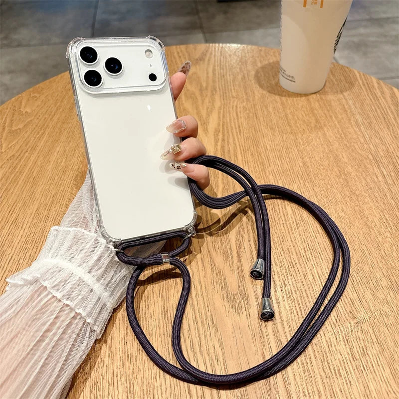 iPhone Crossbody Lanyard Case – Clear Shockproof Bumper Cover