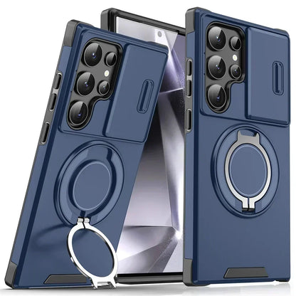 Slide Camera Cover Magnetic Ring Stand Samsung Case